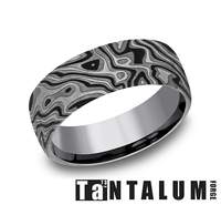 Carved Band (No Stones) in Tantalum Black - Grey 7MM