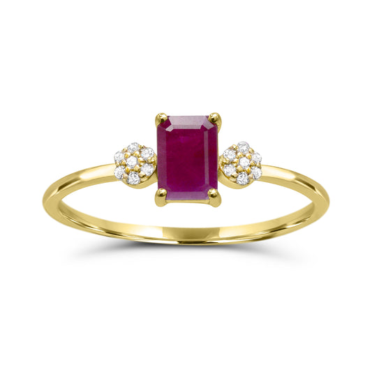 Color Gemstone Ring in 10 Karat Yellow with 1 Emerald Ruby 6mm-6mm