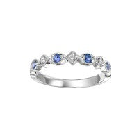 M Semi-Precious Color Collection Color Gemstone Band in 10 Karat White with 4 Round Sapphires 0.16ctw