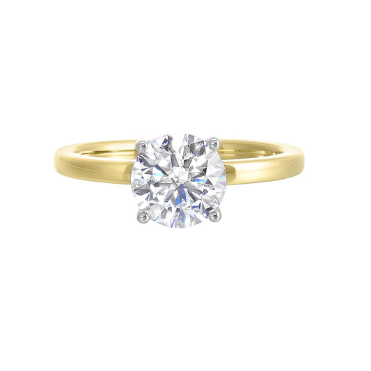 Solitaire Hidden Accent Floral Natural Diamond Semi-Mount Engagement Ring in 14 Karat Yellow with 20 Round Diamonds, totaling 0.10ctw
