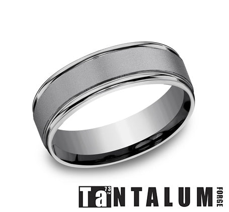 Carved Band (No Stones) in Tantalum Grey 7MM