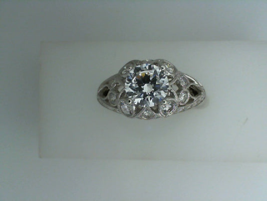 Diamond Accent Natural Diamond Engagement Ring in 14 Karat White with 0.76ctw Round Diamond