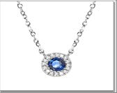 Pendant Precious Color Collection Color Gemstone Necklace in 14 Karat White with 1 Round Sapphire 0.13ctw