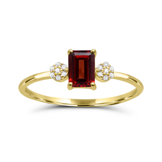 Color Gemstone Ring in 10 Karat Yellow with 1 Emerald Garnet 6mm-6mm