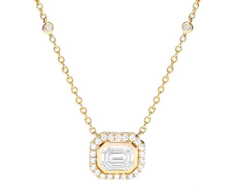 ReMARKABLE Designs M Red Carpet Ready Collection Natural Diamond Necklace in 18 Karat Yellow Gold with 0.60ctw Emerald Diamond, Clarity: VS2-SI1, Color: F/G