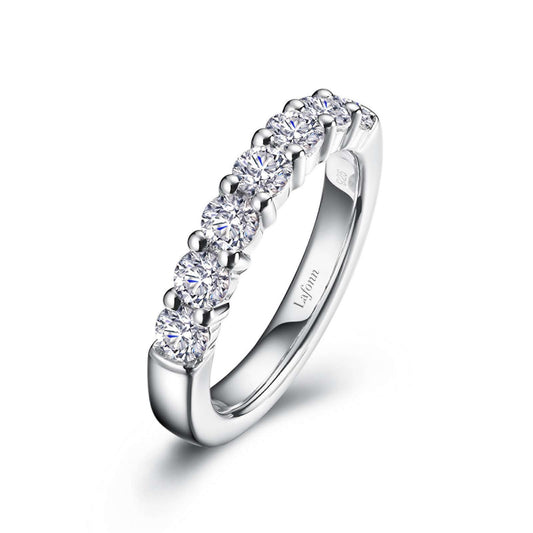 Simulated Diamond Band in Platinum Bonded Sterling Silver