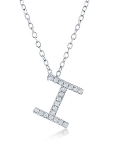 Initial Simulated Diamond Necklace in Sterling Silver