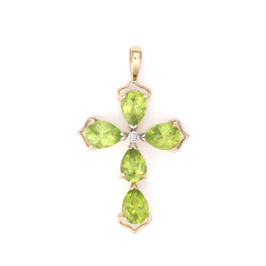 Cross M Estate Collection Color Gemstone Necklace in 14 Karat Yellow with 1 Round Diamond 0.01ctw