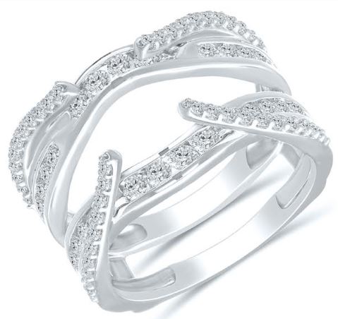 ORIGINAL DESIGNS Natural Diamond Enhancer Ladies Wedding Band in 14 Karat White with 0.95ctw Round Diamonds