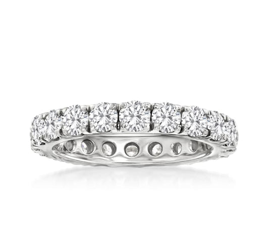 Lab-Grown Diamond Eternity Ladies Wedding Band in 14 Karat White with 3.96ctw G/H VS2-SI1 Round Lab Grown Diamonds