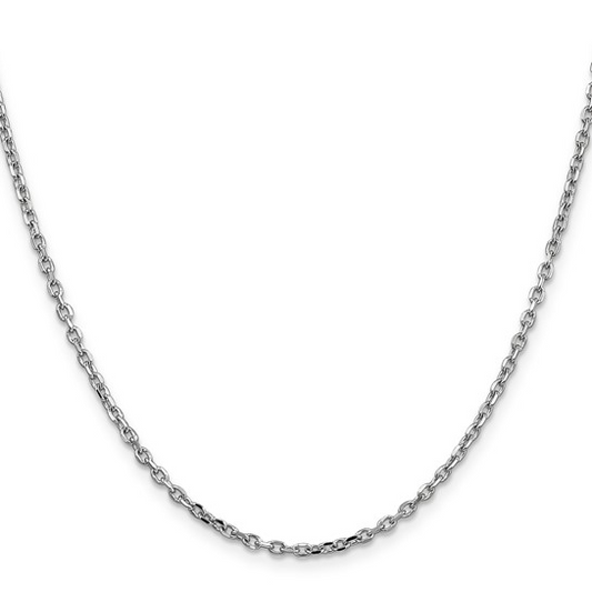 24" Diamond Cut Cable 2.2mm Chain in 14 Karat White