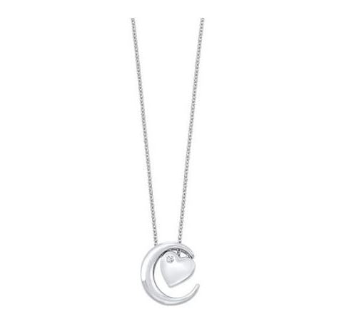 Natural Diamond Necklace in Sterling Silver White with 0.01ctw Round Diamond