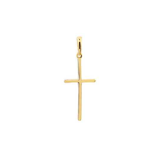 Cross Necklace (No Stones) in 14 Karat Yellow