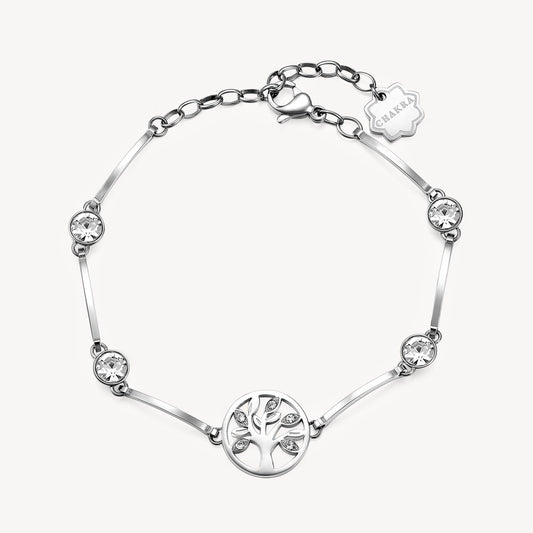 Fancy Link Simulated Diamond Bracelet in Stainless Steel