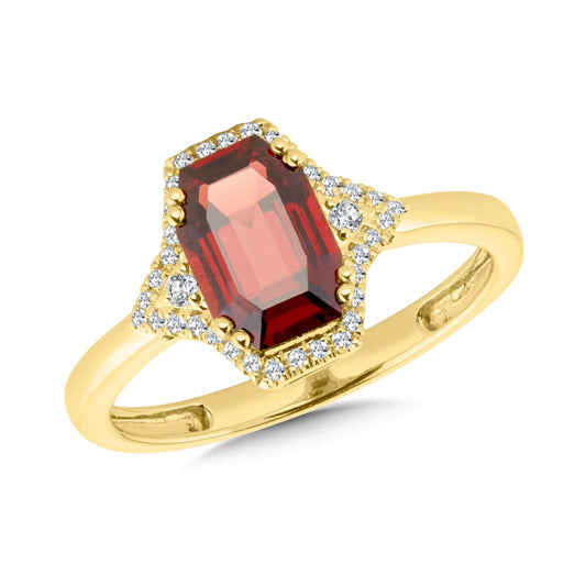 Color Gemstone Ring in 14 Karat White with 1 Unique Garnet 1.90ctw