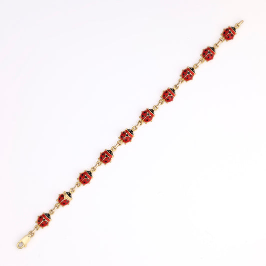 M Estate Collection Fancy Link Bracelet (No Stones) in 14 Karat Black - Red