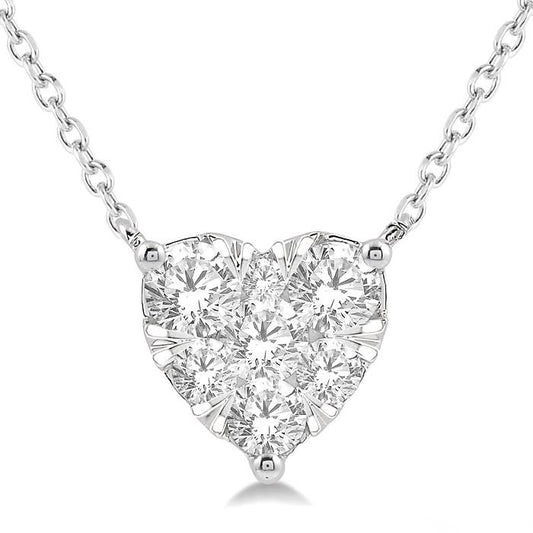 ReMARKABLE Designs Lovebright Collection Natural Diamond Necklace in 14 Karat White Gold with 0.75ctw Round Diamonds