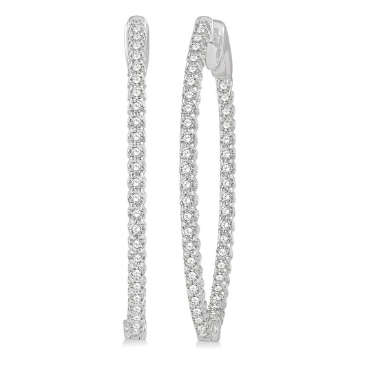 ReMARKable Designs Medium Hoop Natural Diamond Earrings in 14 Karat White with 0.97ctw Round Diamonds