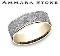 Carved Band (No Stones) in Tantalum 14 Karat Yellow Grey 7.5MM