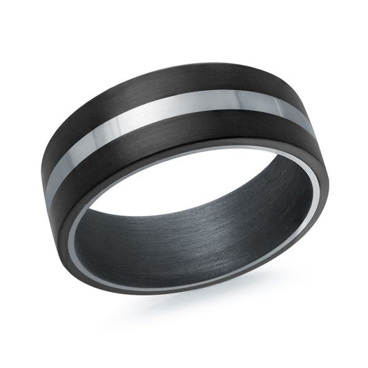 ReMARKable Designs Carved Band (No Stones) in Tantalum Carbon Fiber Black - Grey 8MM