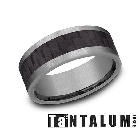 Carved Band (No Stones) in Tantalum - Carbon Fiber Grey 8MM