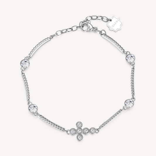 Cross Simulated Diamond Bracelet in Stainless Steel