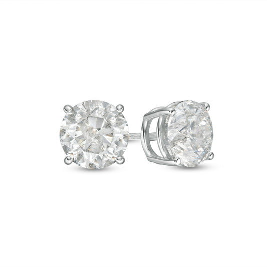 M Puremark Powered by Clarity Collection Lab-Grown Diamond Studs in 14 Karat White with 4.18ctw E VVS2 Round Lab Grown Diamonds