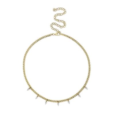 Natural Diamond Necklace in 14 Karat Yellow Gold with 0.62ctw Pear Diamonds