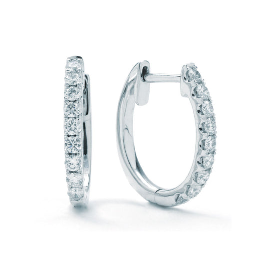 Small Hoop Natural Diamond Earrings in 14 Karat White with 0.25ctw Round Diamonds