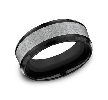 Carved Band (No Stones) in Tantalum Titanium Black Grey 8MM