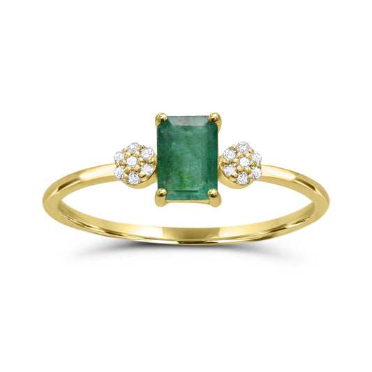 Color Gemstone Ring in 10 Karat Yellow with 1 Emerald Emerald 6mm-6mm