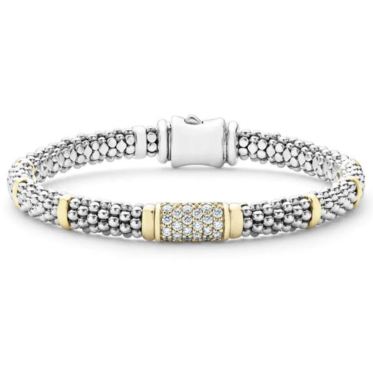 Signature Caviar Collection Natural Diamond Bracelet in Sterling Silver - 18 Karat White - Yellow with 0.42ctw G/H SI1-SI2 Round Diamond