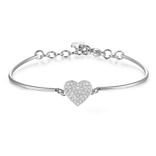 Charm Simulated Diamond Bracelet in Stainless Steel