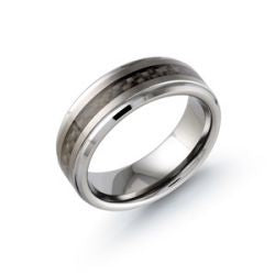 Carved Band (No Stones) in Tungsten Carbide White - Black 8MM