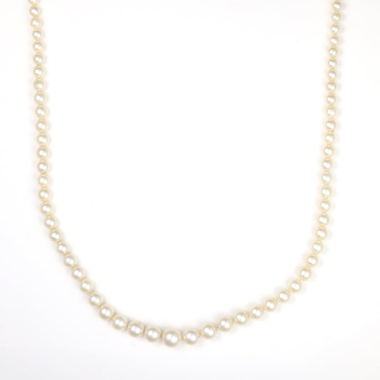 Graduated Color Gemstone Necklace in 14 Karat White with 113 Akoya Cream Pearls