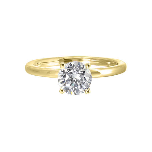 Hidden Accent Natural Diamond Semi-Mount Engagement Ring in 14 Karat Yellow with 12 Round Diamonds, totaling 0.10ctw