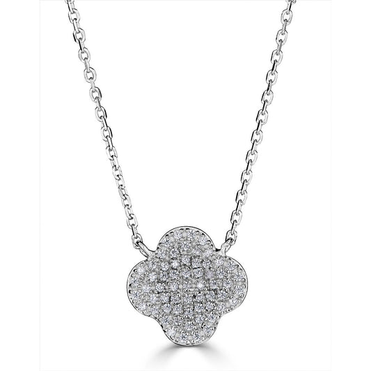 Natural Diamond Necklace in 14 Karat White with 0.19ctw Round Diamond