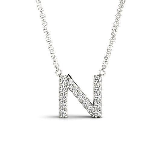 Natural Diamond Necklace in 14 Karat White with 0.07ctw Round Diamonds