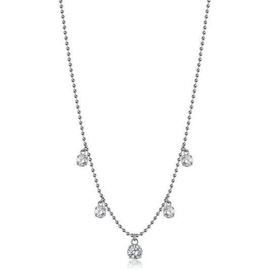 Pendant Simulated Diamond Necklace in Stainless Steel