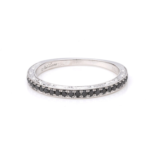 M Estate Collection Color Gemstone Band in 14 Karat White with 32 Round Diamonds 0.30ctw