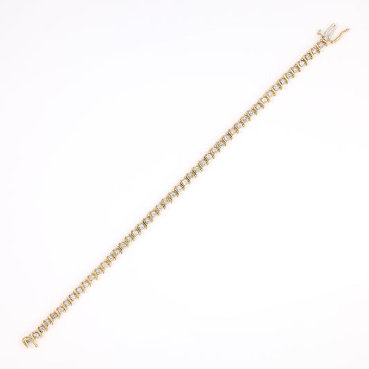 M Estate Collection Natural Diamond Bracelet in 10 Karat Yellow with 1.50ctw J/K I3 Round Diamonds