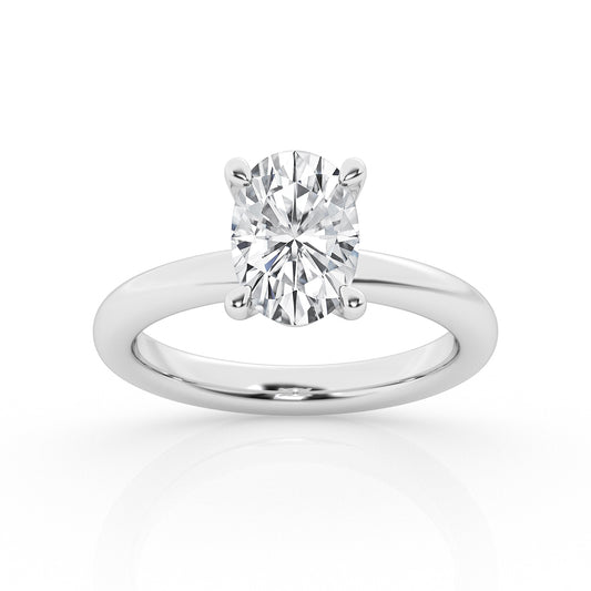 Solitaire Lab-Grown Diamond Complete Engagement Ring in 14 Karat White with 3.12ctw G VS1 Oval Lab Grown Diamond