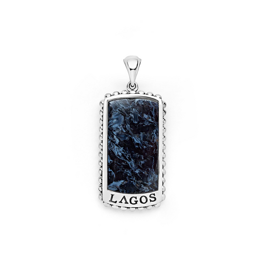 LAGOS Anthem Collection Color Gemstone Necklace with 1 Unique Blue Chalcedony Pendant in Sterling Silver White