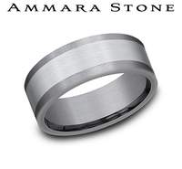 Carved Band (No Stones) in Tantalum - 14 Karat White - Grey 8MM