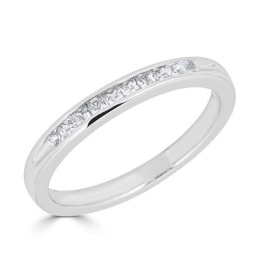 Natural Diamond Stackable Ladies Wedding Band in 14 Karat White with 0.25ctw G/H SI2-I1 Princess Diamonds