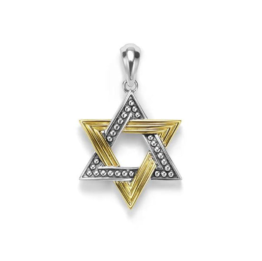 Lagos Anthem Collection Star of David Necklace (No Stones) in Sterling Silver - 18 Karat White - Yellow