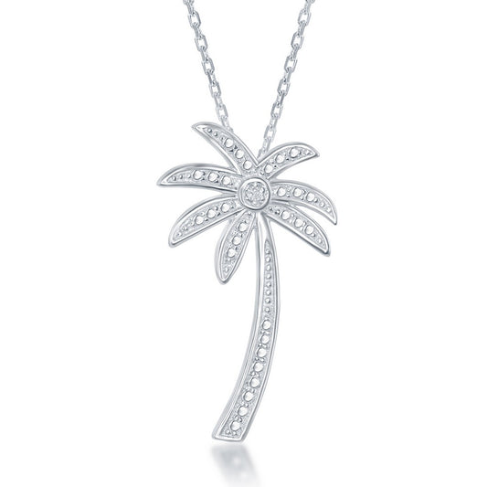 Natural Diamond Necklace in Sterling Silver White Round Diamond