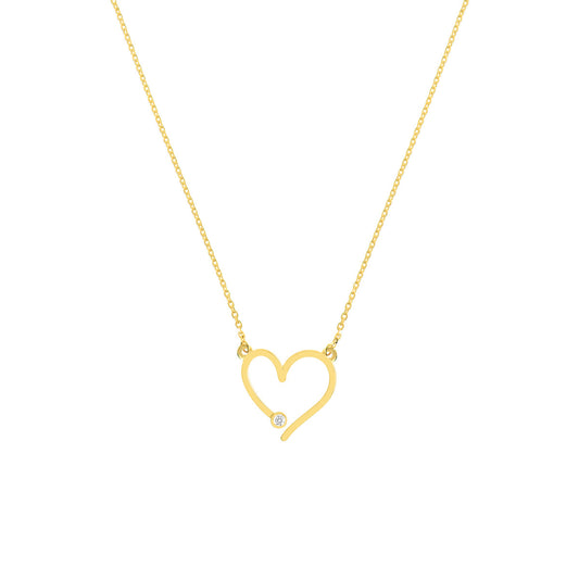 ReMARKable Designs Heart Collection Natural Diamond Necklace in 14 Karat Yellow Gold with 0.03ctw Round Diamond