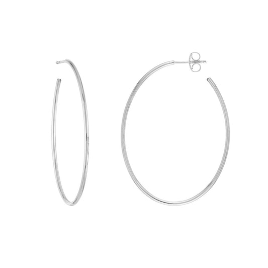 Large Hoop Earrings (No Stones) in 14 Karat White