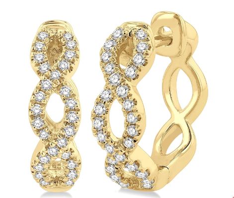 Huggie Natural Diamond Earrings in 10 Karat Yellow with 0.25ctw Round Diamonds